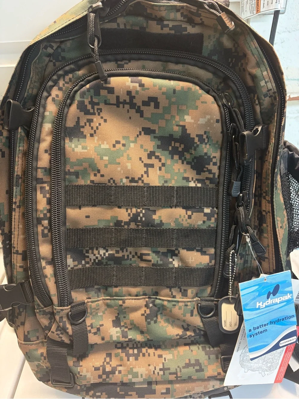 Hydrapak Compatible Men’s Tactical Backpack in Digital Camo